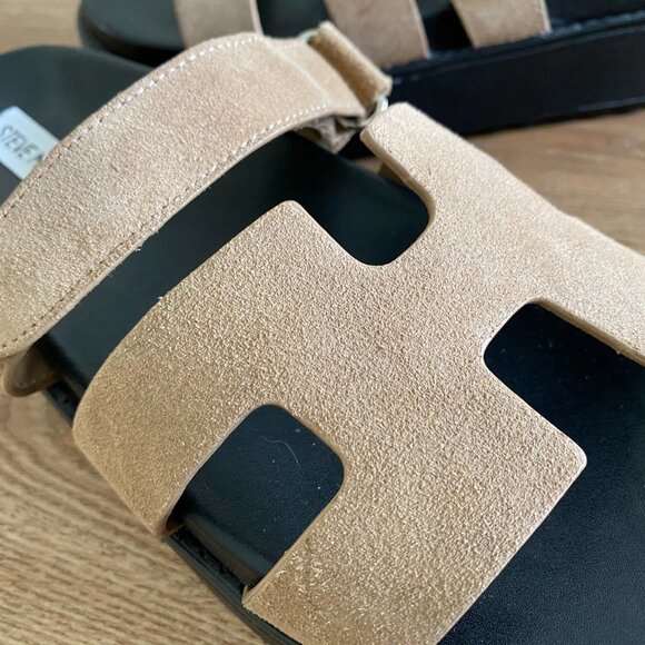 Steve Madden Bigmayven Flatform Slide Sandals in Tan Nubuck - 8M - Picture 10 of 14